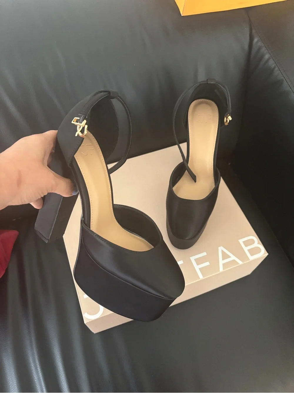JustFab Black Platform Ankle-Strap Mary Janes